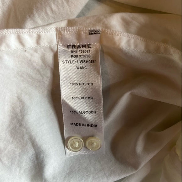 Frame Ruffle Front White Blouse - Size M - Picture 6 of 6